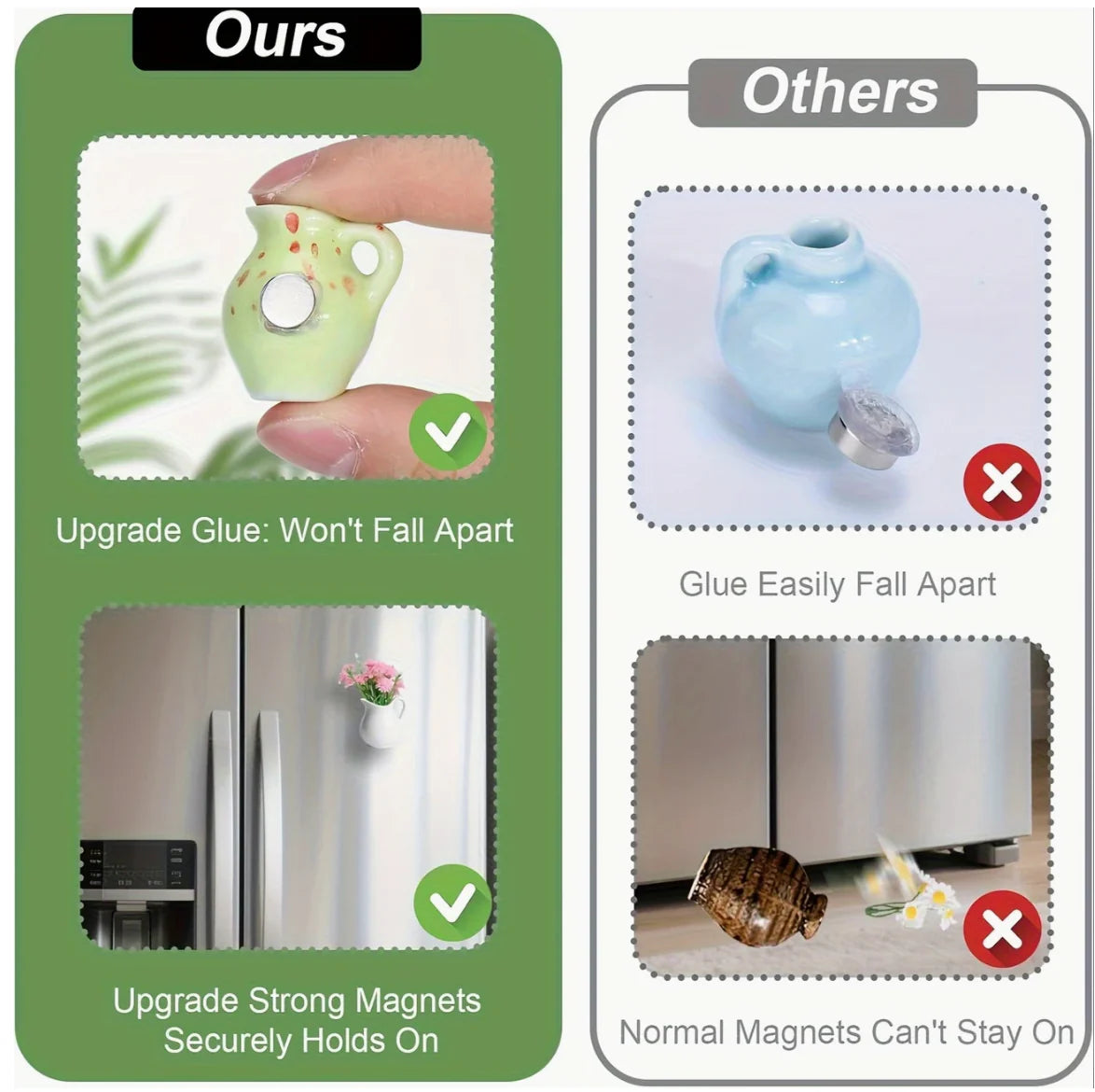 Mini Ceramic Flower Vase Fridge Magnets