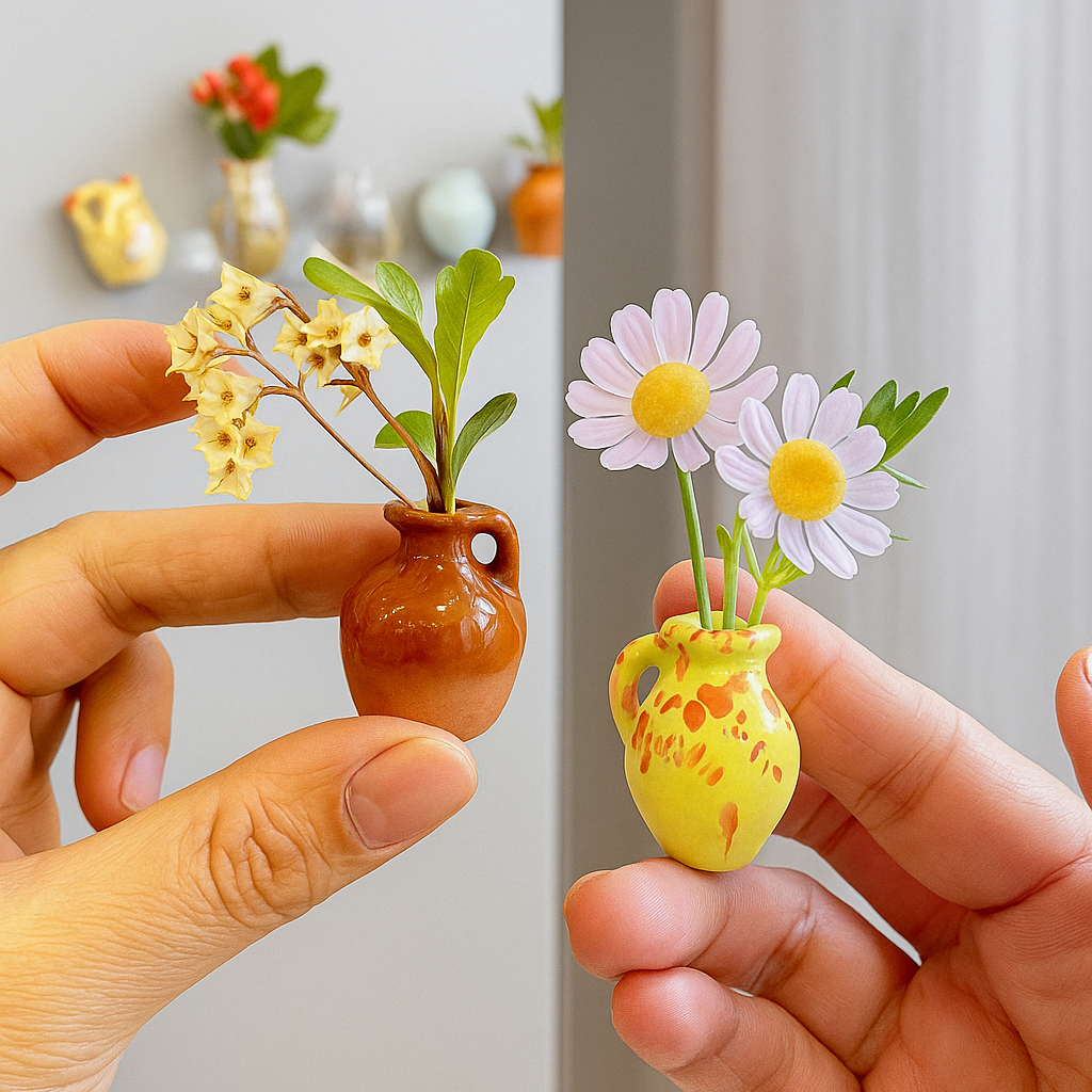 Mini Ceramic Flower Vase Fridge Magnets