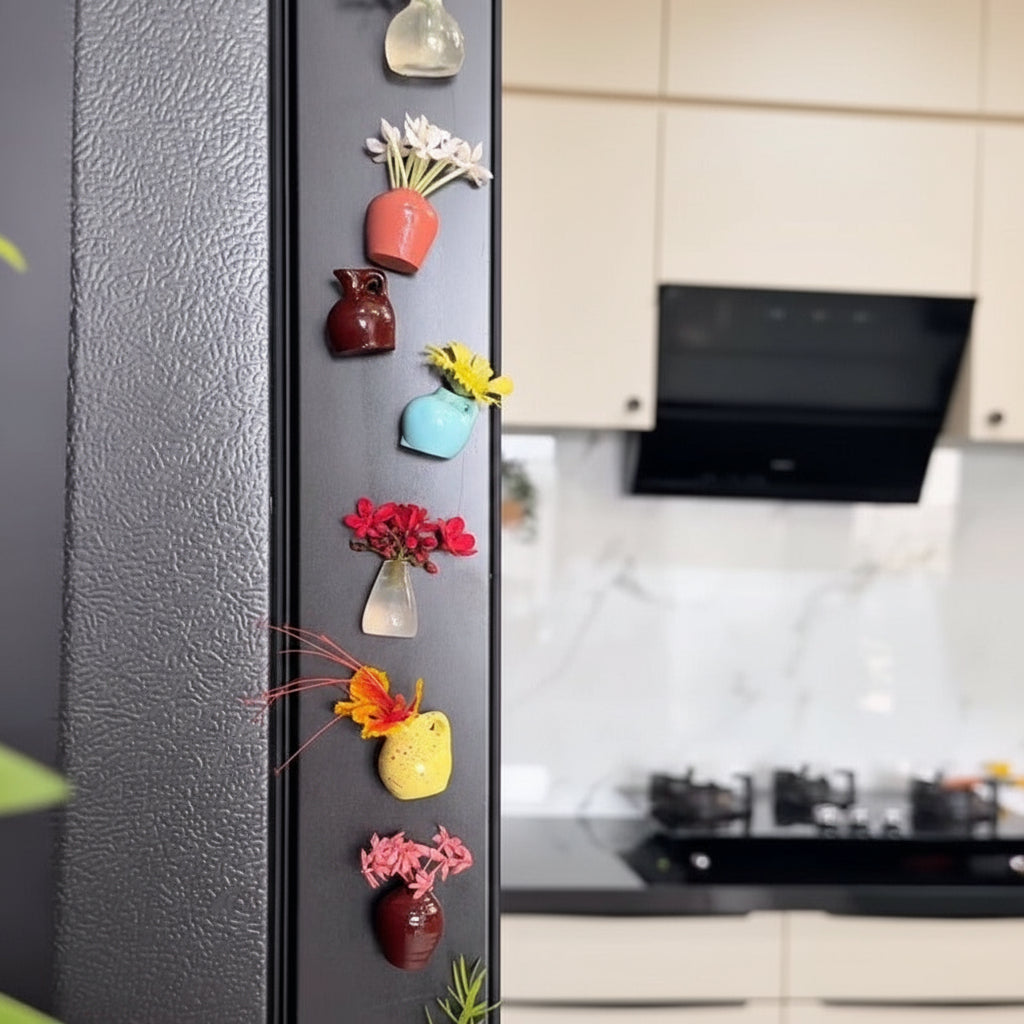 Mini Ceramic Flower Vase Fridge Magnets